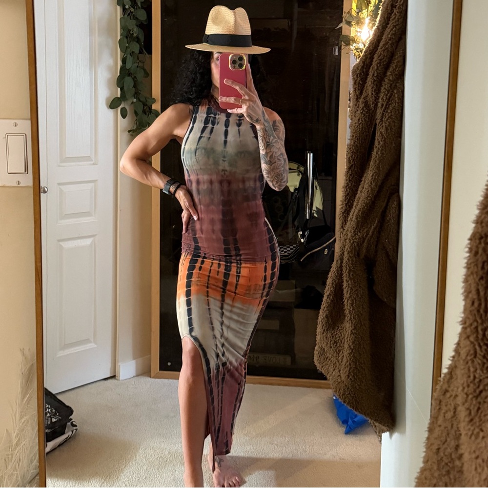 Fashion Nova Vibrant Tie-Dye Maxi Dress